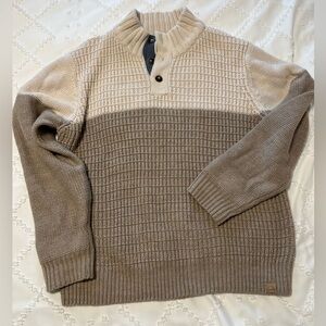 Original Weatherproof Vintage XL Men's Henley Acrylic Knit Sweater, Oatmeal
